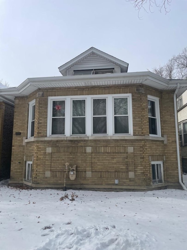 view of snow covered exterior