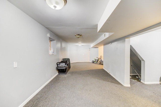 basement featuring carpet floors