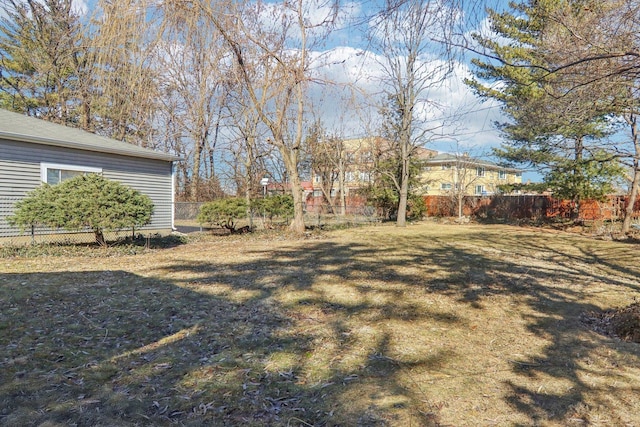 view of yard featuring fence