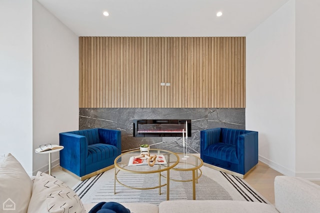 living room featuring light wood-type flooring