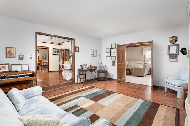 living area with wood finished floors