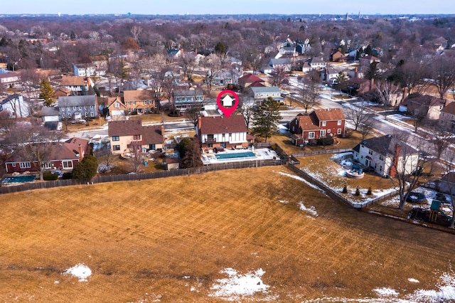 bird's eye view featuring a residential view