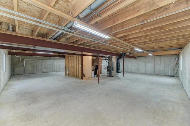 basement with heating unit