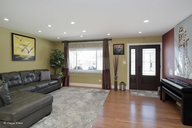 living room with hardwood / wood-style floors