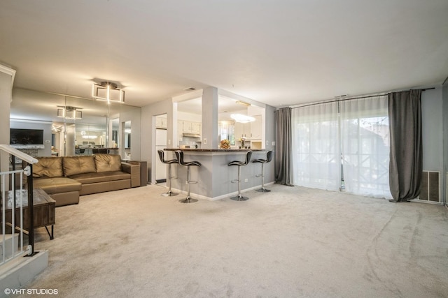 living room featuring carpet floors