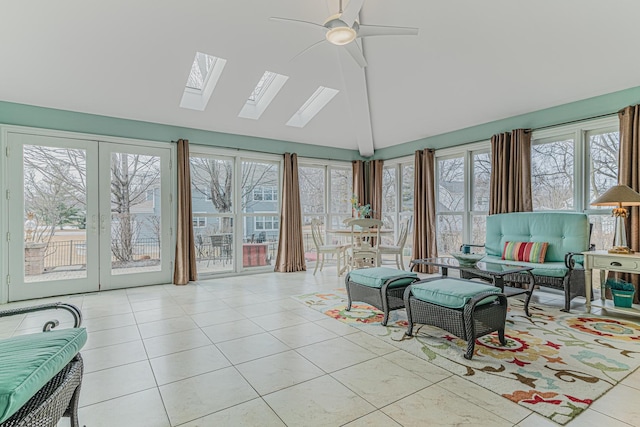 sunroom featuring vaulted ceiling