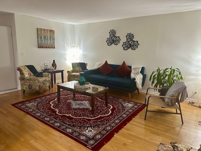 living area with wood finished floors