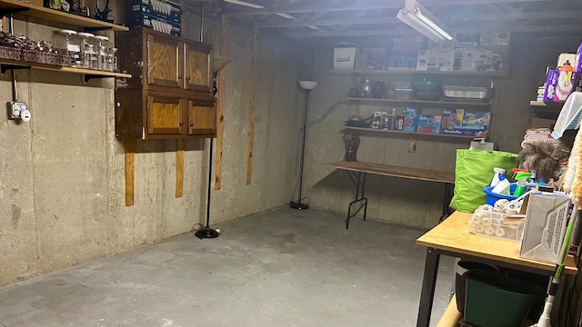 view of unfinished basement