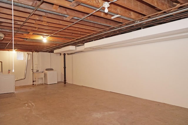 unfinished below grade area featuring washer / clothes dryer