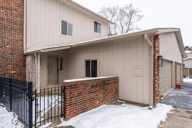 exterior space with a garage