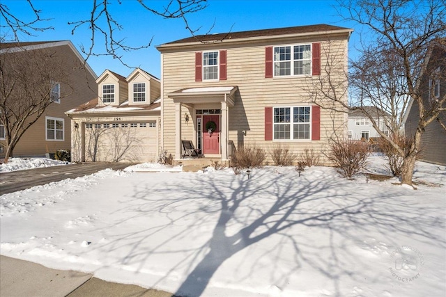 view of front of house with a garage