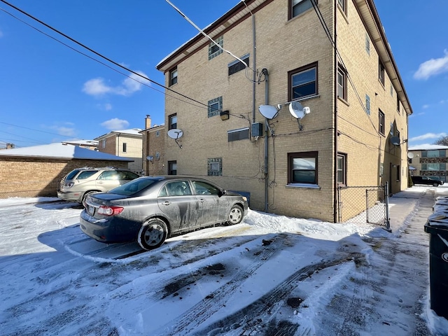 view of snow covered exterior