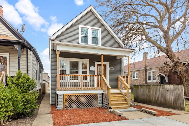 view of front of home featuring covered porch