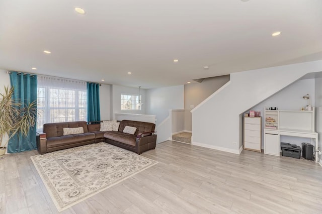 living room featuring light hardwood / wood-style flooring