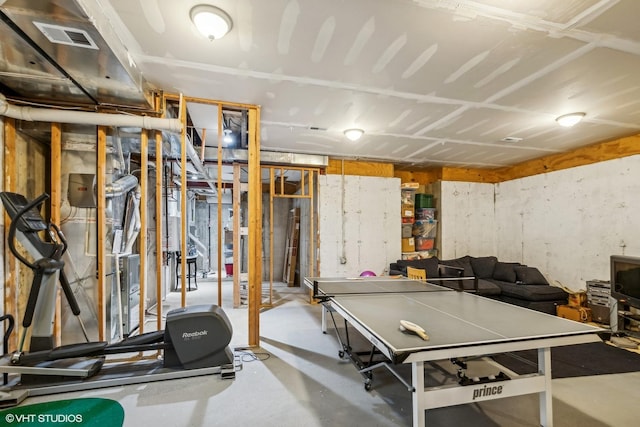 playroom featuring visible vents and concrete flooring