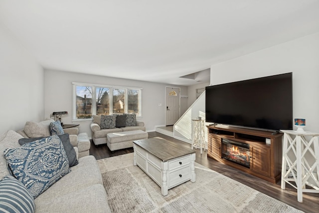 living room with wood-type flooring