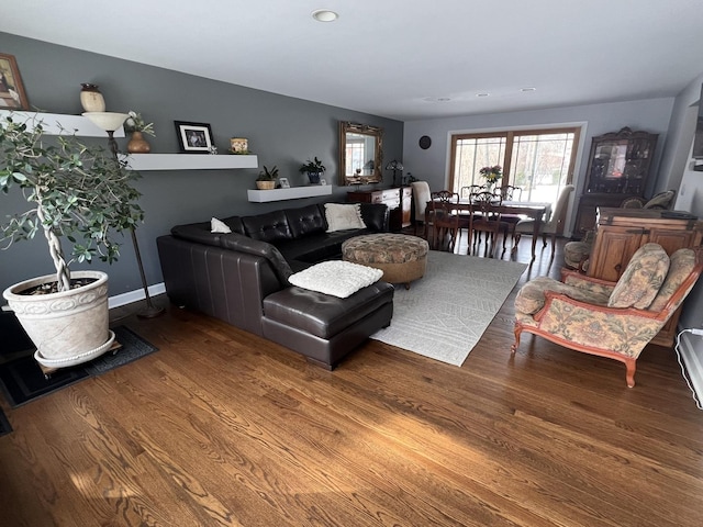 living room with wood finished floors