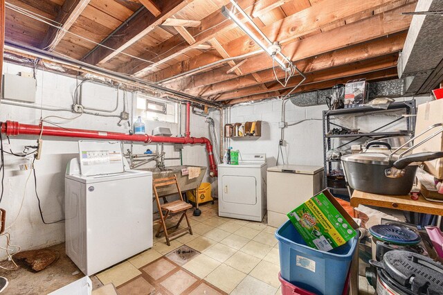 14817 Lexington Ave, Harvey, IL 60426 - unfinished below grade area with fridge and independent washer and dryer