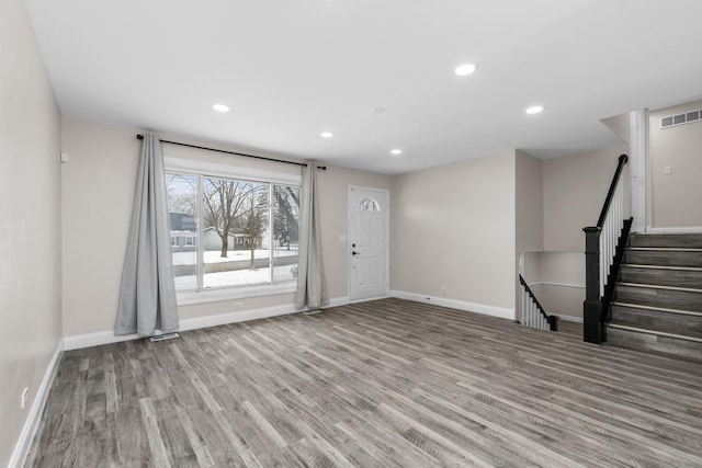 interior space with light hardwood / wood-style floors