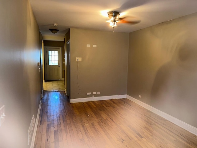 interior space featuring hardwood / wood-style flooring and ceiling fan