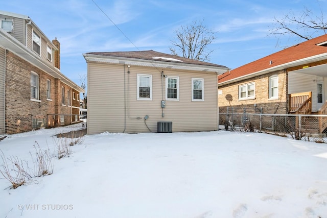 view of snow covered property