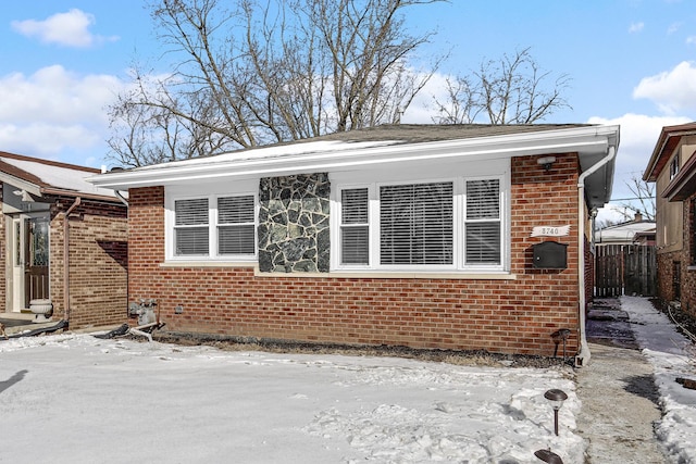 view of snow covered exterior