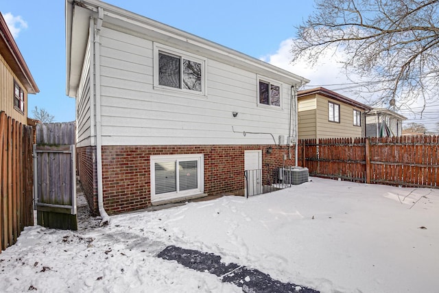 view of snow covered property