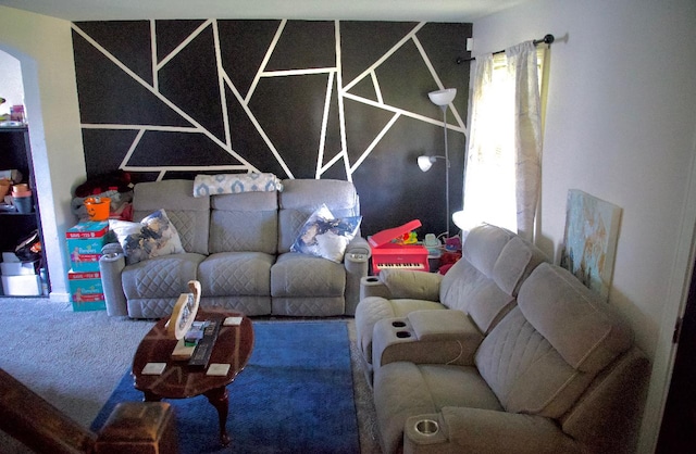 view of carpeted living area