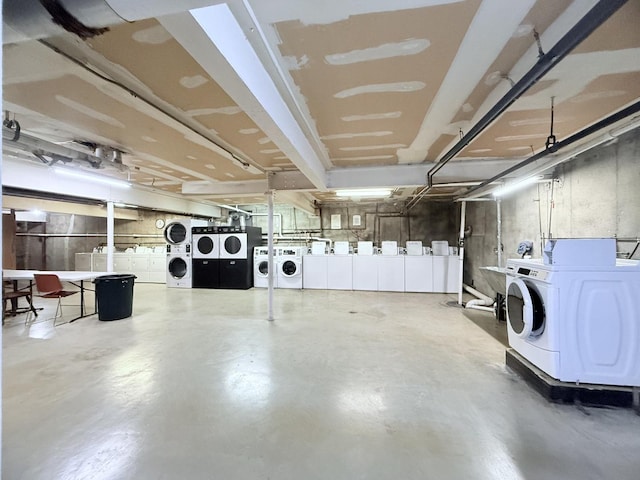 garage featuring washer and dryer