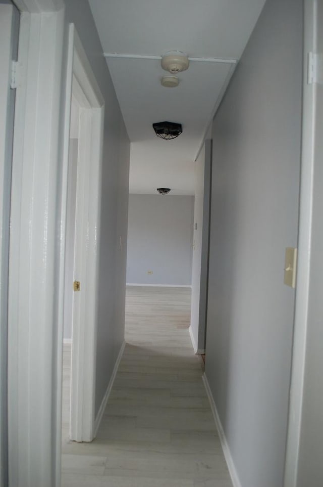 hallway with light hardwood / wood-style floors