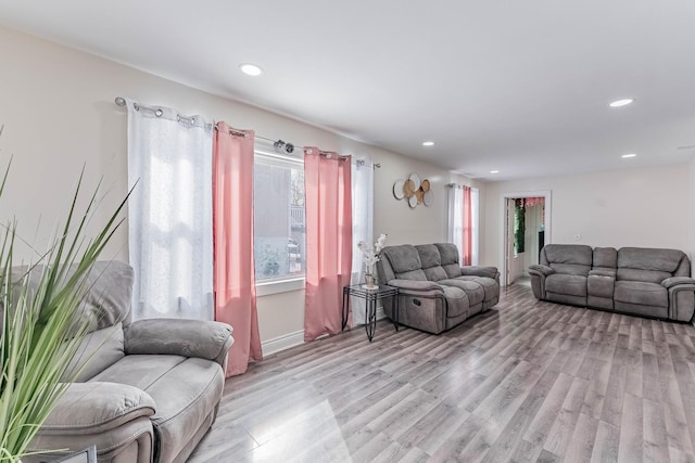 living room with light wood-type flooring