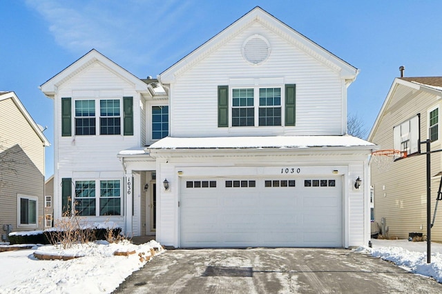 view of front property with a garage