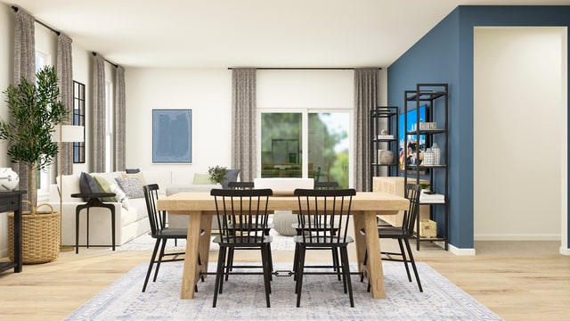 dining room with light hardwood / wood-style flooring