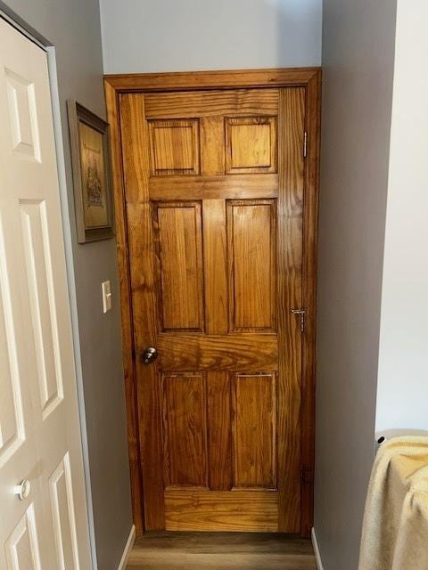 interior details with baseboards and wood finished floors