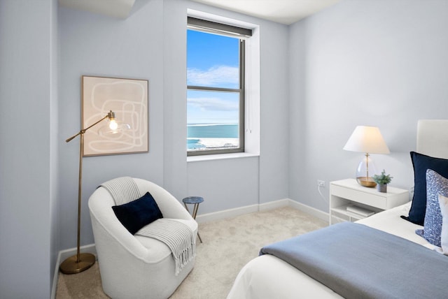 bedroom with carpet flooring and baseboards