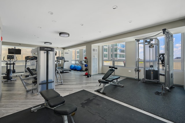 701 S Wells St Unit 3105, Chicago, IL 60607 - gym featuring wood finished floors and plenty of natural light