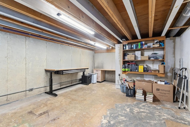 view of unfinished basement