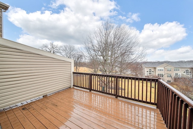 deck with a residential view