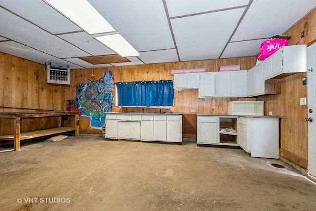 interior space with wooden walls