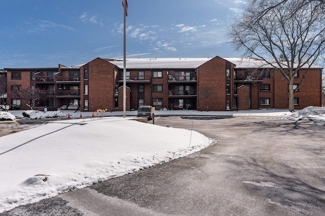 view of snow covered building