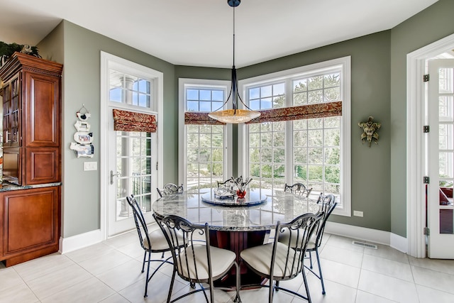 view of tiled dining room