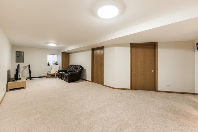 7914 S Garfield Ave, Burr Ridge, IL 60527 - living room featuring electric panel and carpet floors