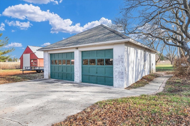 view of detached garage