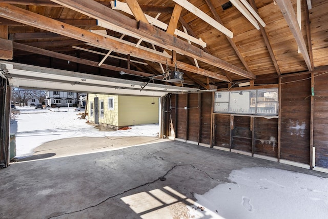 garage with a garage door opener