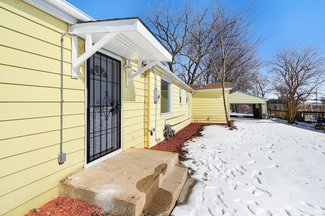 exterior space featuring a garage