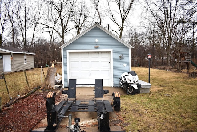 view of detached garage