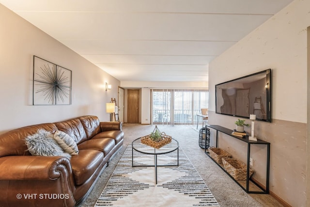 living room featuring carpet flooring