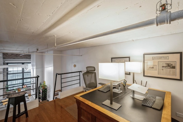 office area featuring hardwood / wood-style floors