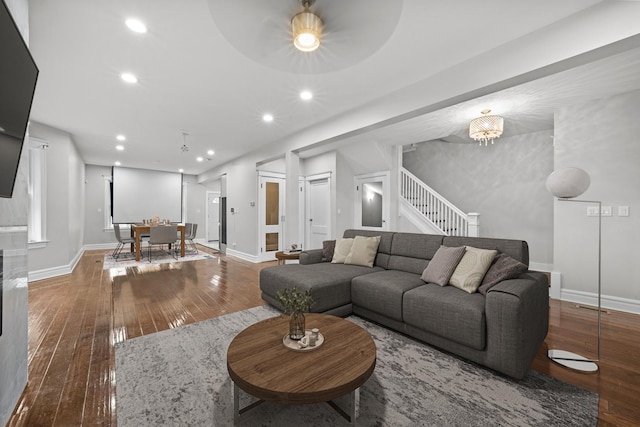 living room featuring hardwood / wood-style flooring