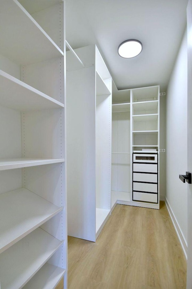 spacious closet with wood finished floors